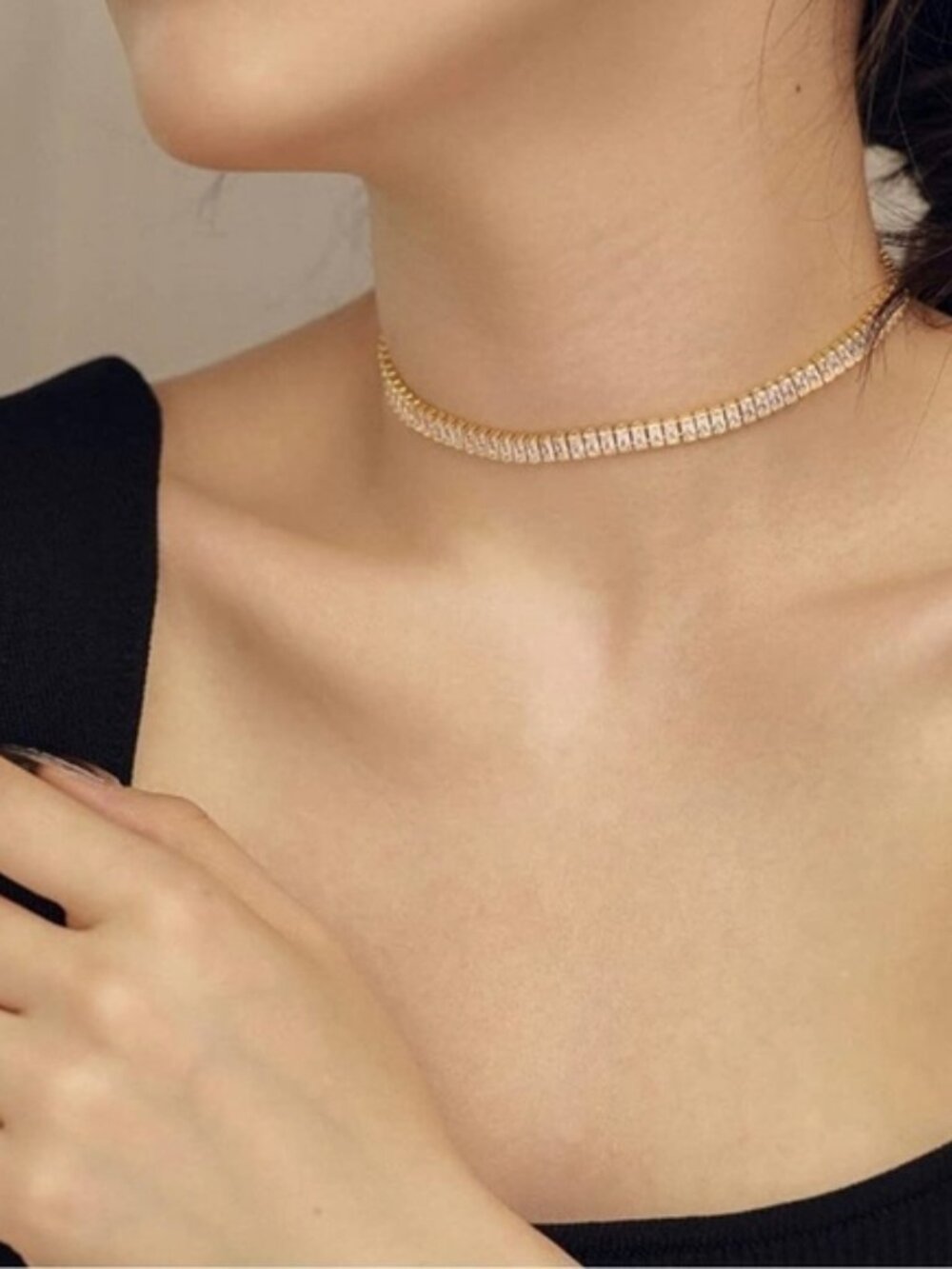 Gold 18k Gold Plated CZ Tennis Necklace - Picture 2 of 4